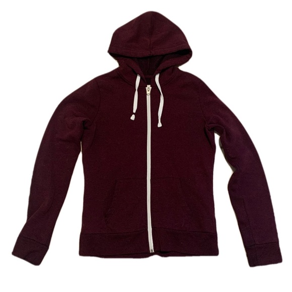💛 Ardene Burgundy/Maroon Zip-Up Hoodie - Size Medium - Picture 1 of 8
